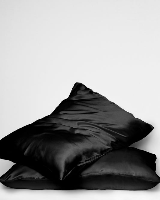 BLACK SILK PILLOWCASE