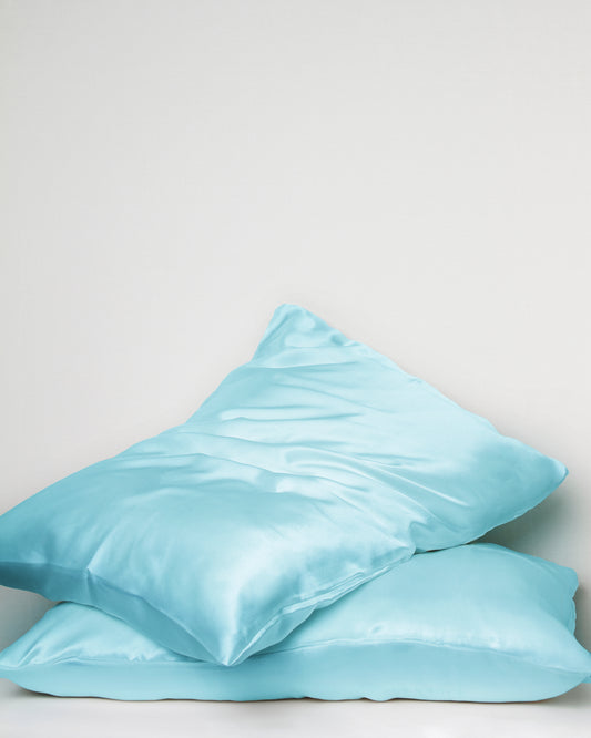 BABY BLUE SILK PILLOWCASE