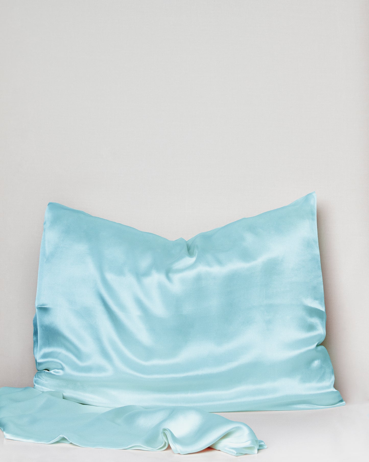 BABY BLUE SILK PILLOWCASE